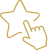 Icône stylisée or en contour représentant une étoile avec un doigt pointant pour sélectionner ou ajouter aux favoris.
